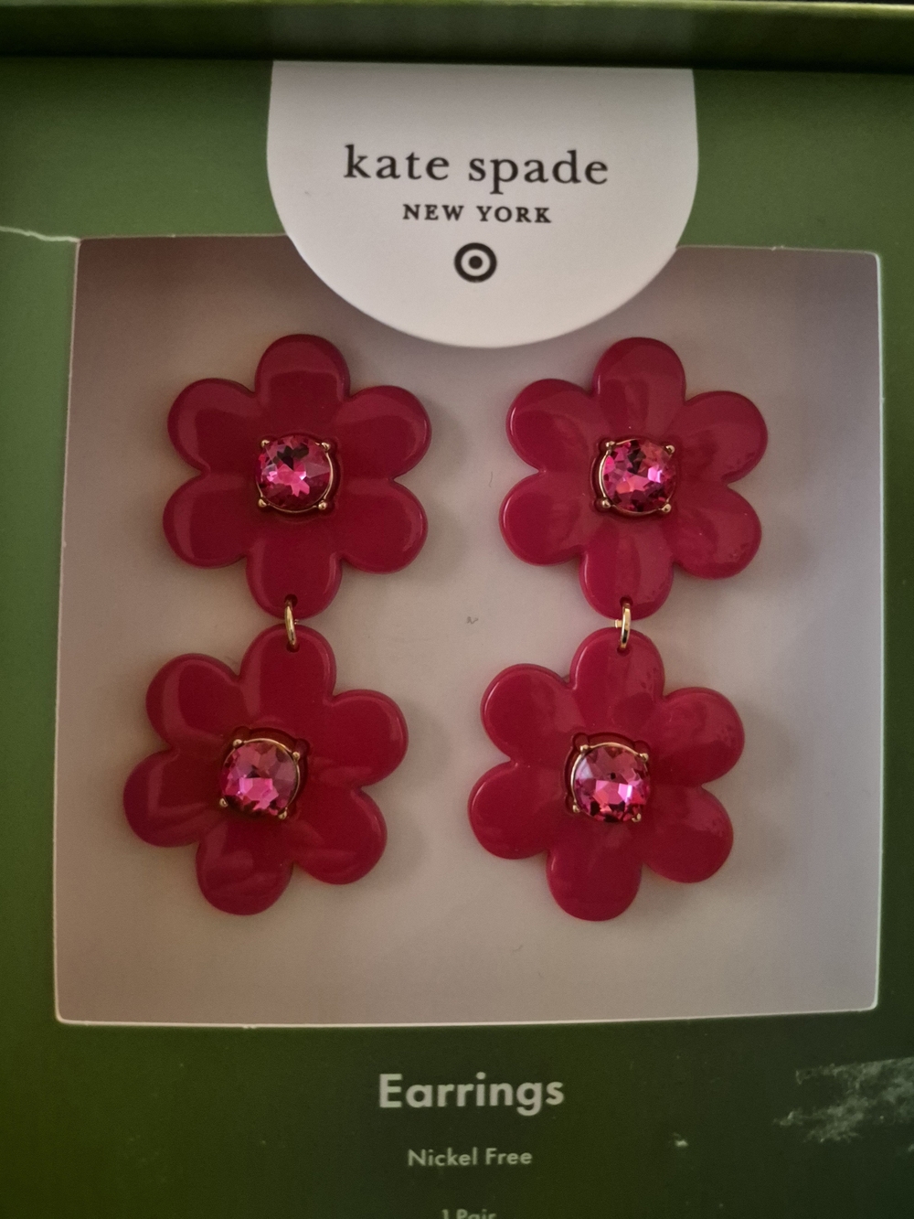 Kate Spade NY Hot Pink Floral Dangle Earrings